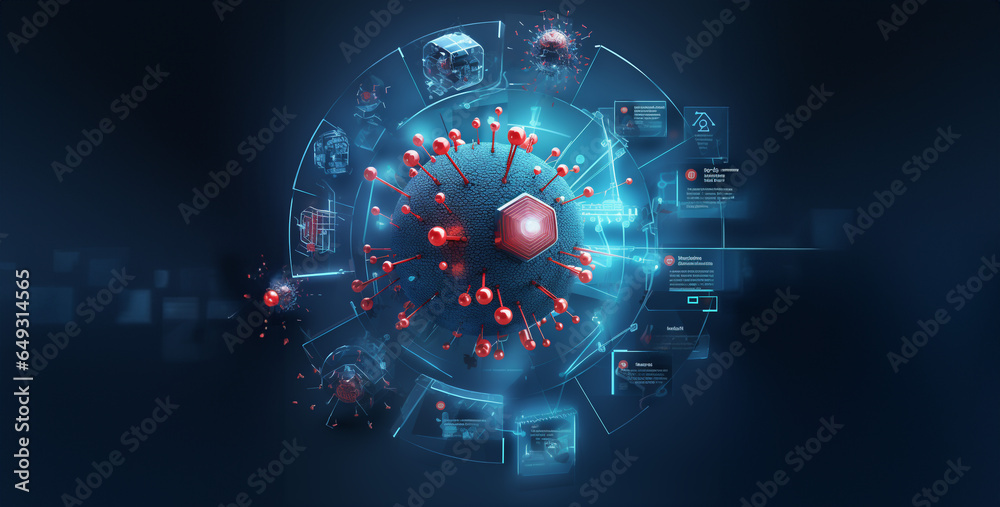 Wall mural a blue infographic of immune systems in cybersec hd wallpaper