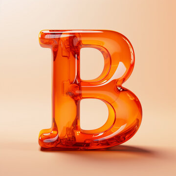 Fondo con detalle y textura de letra B de cristal con tonos naranjas