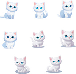 Fototapeta premium White Cat Sit Down Vector Illustration