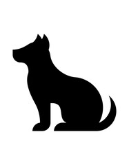 Vector Simple Dog Silhouette Black on White Background