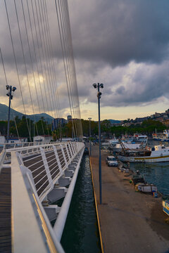 Thaon de Revel Bridge in La Spezia at sunset