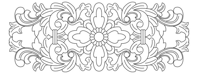 Asian vintage vector exquisite lotus flower, leaf twine pattern background design - line drawing illustration on white background