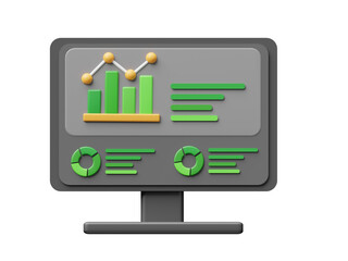 computer with 3d growth graph, illustration of business growth, increase in profits, stock market, target strategy