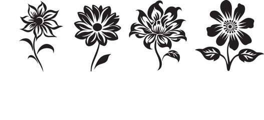 Fototapeta premium Flowers. plants set silhouette isolated vector