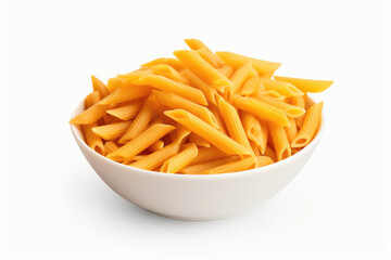 Authentic Penne Rigate: Italian Pasta in its Purest Form, Isolated on a Bright White Background