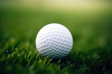 Precision Close-Up of Golf Ball on Lush Green