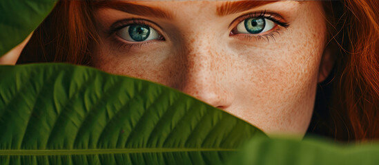Red-Haired Woman and Monstera Leaf