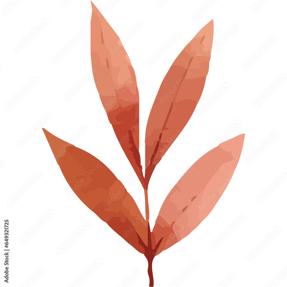 Wall mural orange branch with leafs plant watercolor style