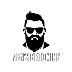 Vintage Style of Barbershop Logo Template with Handsome Man Silhouette. SVG Vector