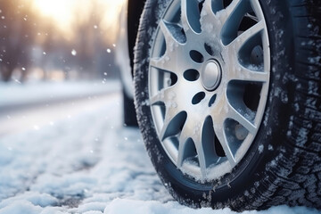 Icy Road Safety: Studded Tire Close-Up