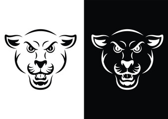 Black Panther Head Vector Art Isolated on White Background