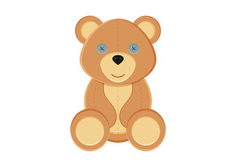 Obraz premium Teddy Bear Toy Cartoon Character Vector Illustration