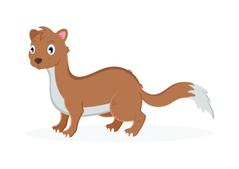 Weasel Cartoon Character Vector Illustration Isolated on White Background