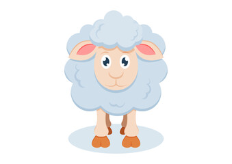 Sheep Cartoon Character Vector Flat Design Isolated on White Background