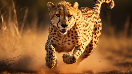 Cheetah fast running in the wild