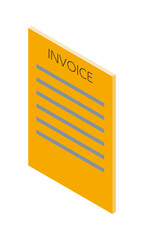 請求書2（縦型・アイソメ立ち・左向き・書類・英語・オレンジ・1枚）
