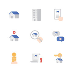 real estate contract illustration icon set