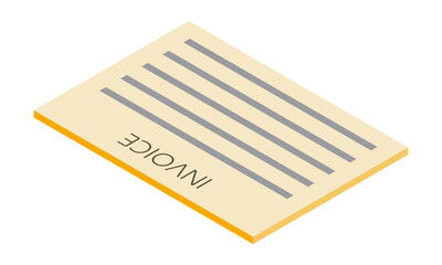 請求書2（横型・アイソメ置き・奥側右向き・書類・英語・オレンジ・1枚）