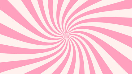 Strawberry ice cream pink swirl pattern, milk twist candy backdrop. Vector delightful ornament, resembling lollipop and caramel sweet confections with a whimsical spiral design. Whirlpool wallpaper