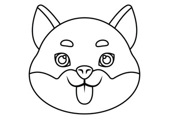 Coloring Page of a Dog Shiba Head Vector Illustration