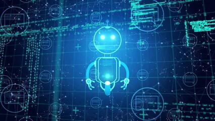 Animation of ai chatbot icon and data processing - Powered by Adobe