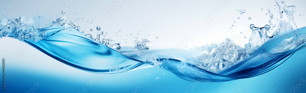 Poster blue clean water wave abstract background for spa salon advertising. Generative Ai