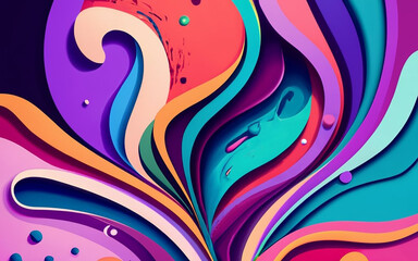 An abstract background with liquid-like shapes and flowing forms in vivid colors.