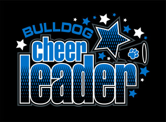 Fototapeta na wymiar bulldog cheerleader team design with megaphone and stars for school, college or league sports