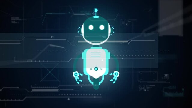 Animation of ai chatbot icon and data processing
