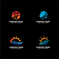 set of sun solar energy logo