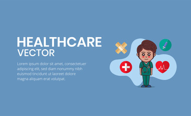 Vector of male nurse character on blue background