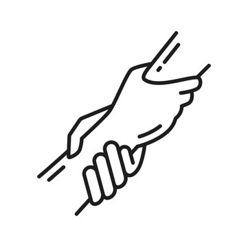 recommend clip art: Together outline icon, help and support, friendship symbol. Vector partnership, teamwork cooperation, shaking hands and togetherness