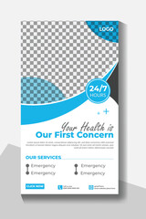 Medical and health care services social media story post template design collection promotion square flyer template Vector