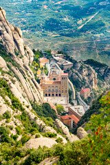 Fototapeta na wymiar Montserrat Abbey and mountain near Barcelona, Spain 