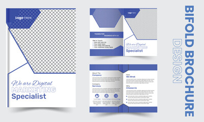 Bifold Business Brochure Layout with creative Elements