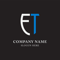 FT TF ET TE abstract monogram initial letter logo design template.
