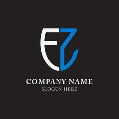 FZ ZF abstract monogram initial letter logo design template.