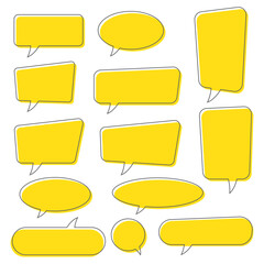 Chat bubble in yellow, quote background, Speech bubble, message box set.