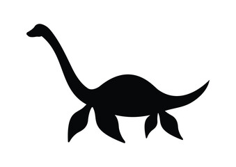 Elasmosaurus Dinosaur Silhouette Vector Isolated on White Background