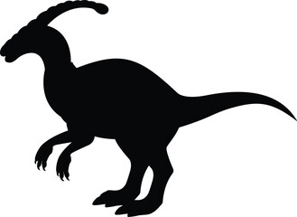 Parasaurolophus Dinosaur Silhouette Vector Isolated on White Background