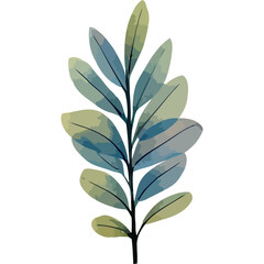 Obraz premium garden branch with leaves watercolor