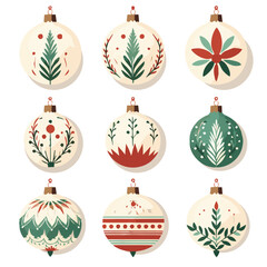 set of christmas ornaments in flat style