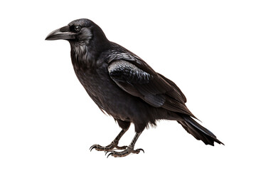 Obraz premium Raven in Mysterious Pose Isolated on Transparent Background. Generative Ai
