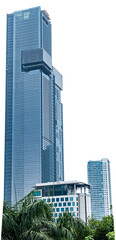skyscrapers in downtown city. modern office building. many high building is like city landmark of...