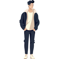 Obraz premium young man wearing winter clothes character