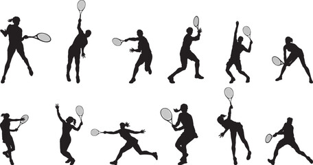 silhouettes of badminton player vector