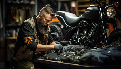 Fototapeta na wymiar technician repairing motorcycle