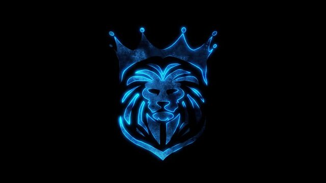 Blue Lion King Head Animated Logo - Loop Graphic Element Overlay
