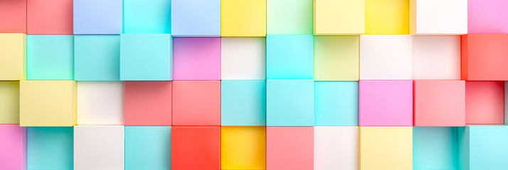 Abstrakte helle geometrische Pastellfarben 3D Quadraten und Rechtecken Hintergrund, Banner, Panorama. Generiert mit KI