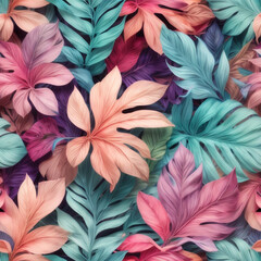 Beautiful, many colorful leaves forming a background